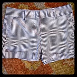 Cremieux blue and white pinstripe cuffed shorts